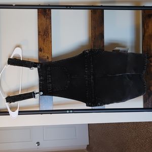 Teen black overall jean dress